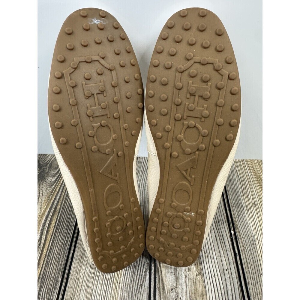 COACH Driving Loafers Fredrica Pebbled Leather Ivory Flats Slip On Womens 8B - Picture 5 of 12